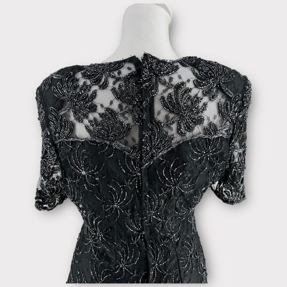 Vintage Y2K Beaded Black Beaded Spider Deco Dress Goth 8 Robert Anthony - Picture 10 of 11